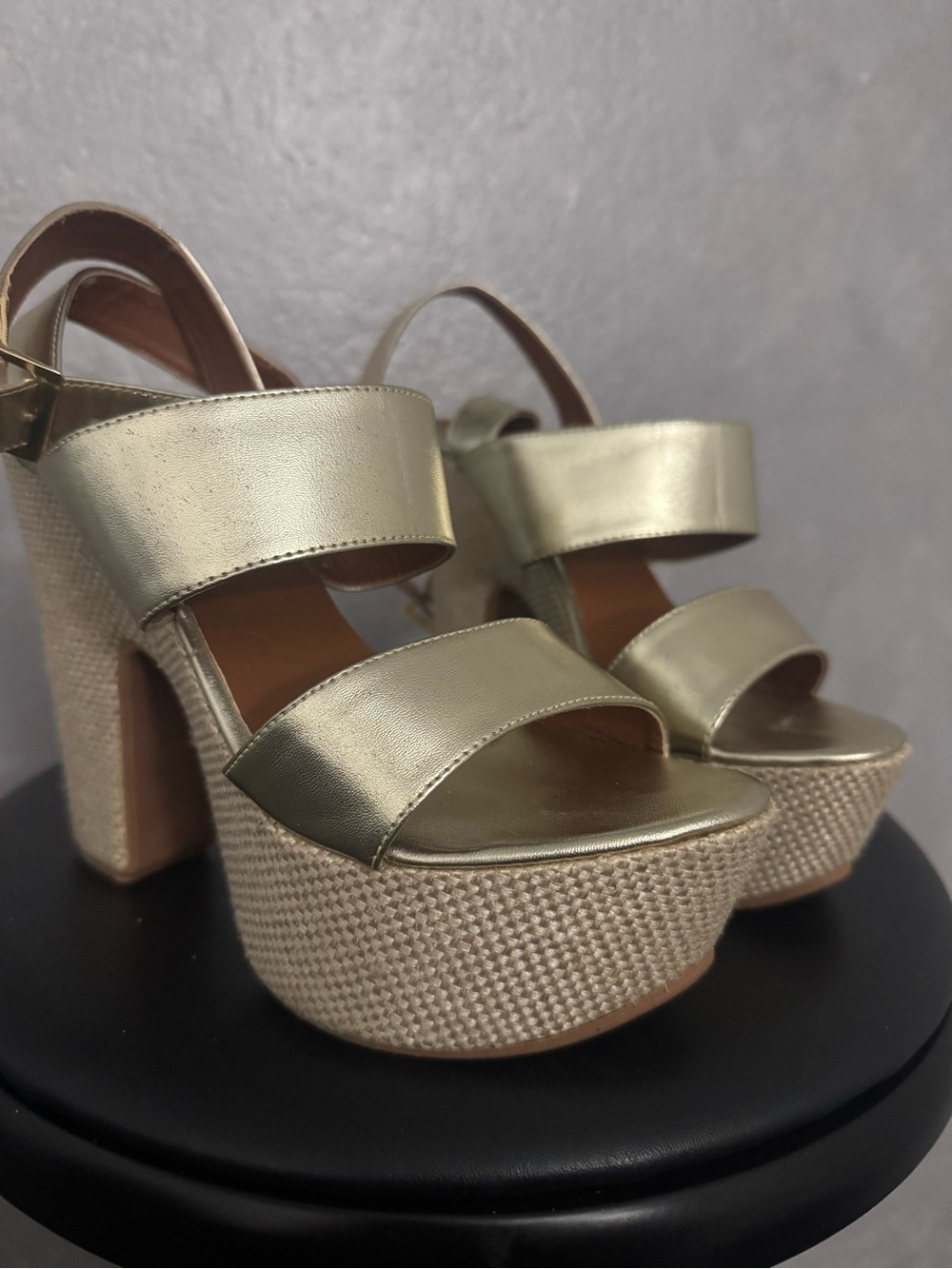 Marker Metallic Gold Platform Block Heel Sandals